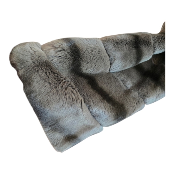 Rex Rabbit Brown Ombre Fur Chevron Pattern Swing Jacket XL - Picture 6 of 6